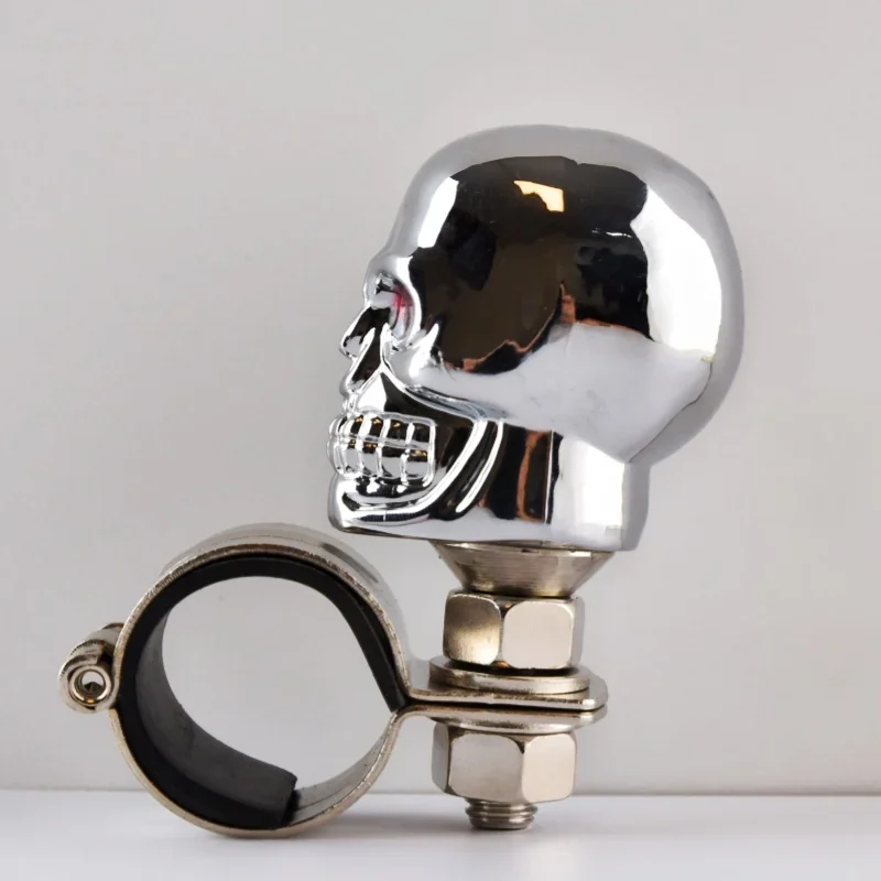 Uniwersalny aluminiowy uchwyt na kierownicę z motywem czaszki, wspomaganie kierownicy samochodowej.