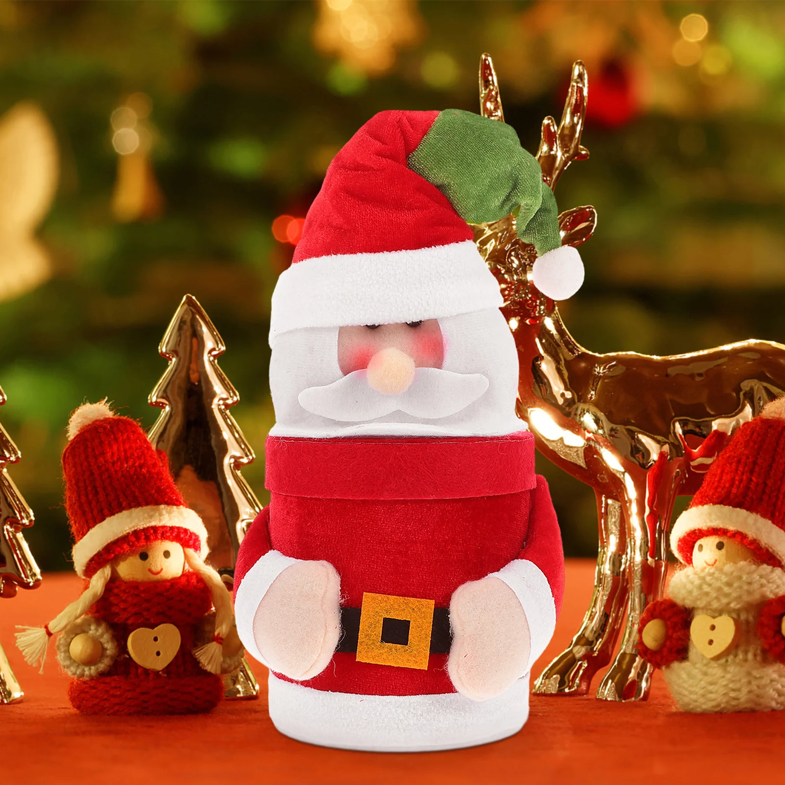 Santa Claus Themed Candy Jar with Lid Unique Christmas Decorative Can for Kids Adults Holiday Presents Living Room