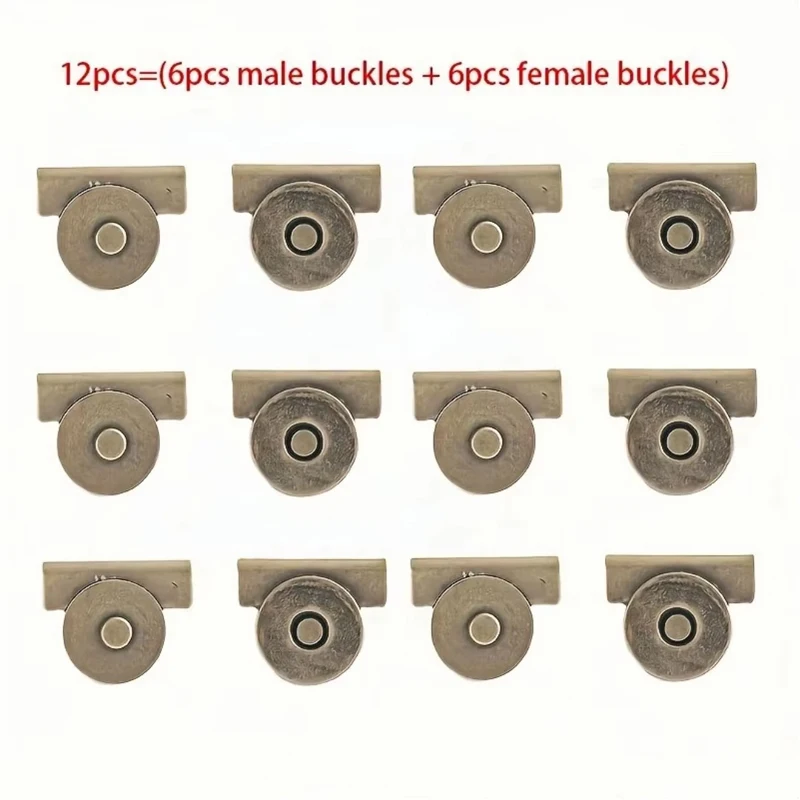 12pcs Seamless Magnetic Button Magnet Buckle Hidden Button Snap Button for Shoulder Bag Wallet Clothes DIY Craft Accessories