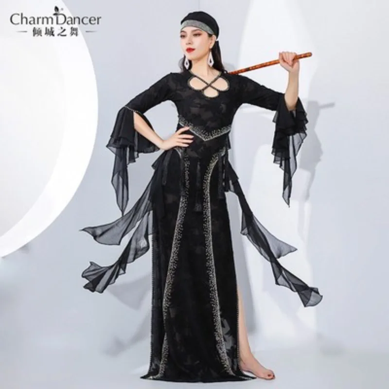 

Saidi Dress Folk Dance Clothes Women Belly Dance Costume Luxury Floral Lace Stage Performance Wear Black White Green 2025