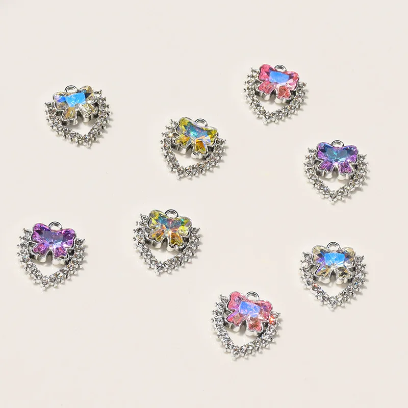 

10Pcs Fashion Thorns Colorful Heart Butterfly Charms Alloy Pendent For Girls Bracelet Necklace Earrings Gift Diy Jewelry Make