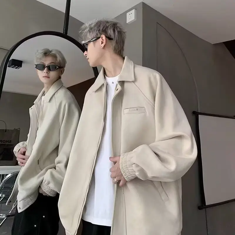 

American Sle Suede Jaet Men's Loose Fit Autumn High End Vintage Workwear Jaet Trendy Brand Youthful Stand Fit