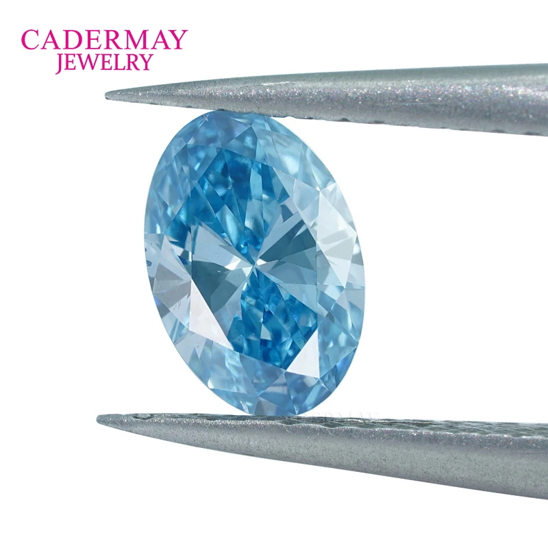 

Cadermay GEMID Certificate CVD Diamonds 1.046ct VS2 Vivid Blue Oval Shape Lab Grown Diamond For Jewelry Making