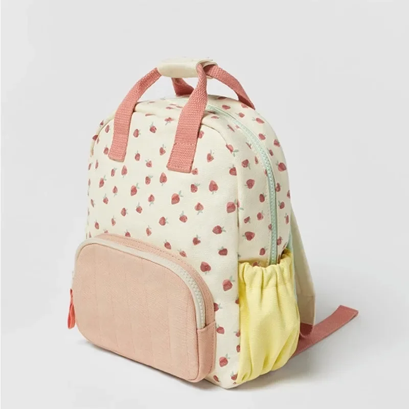 Mochila con estampado de fresas para niños y niñas, morral escolar informal de uso diario, bonito, nuevo estilo, a la moda