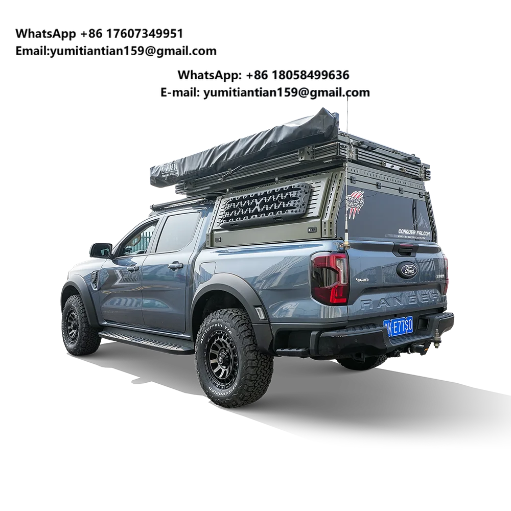Custom Aluminum Tray for Pickup Truck Waterproof Camping Canopy with Tool Box for Storage Use for Travel Trailers