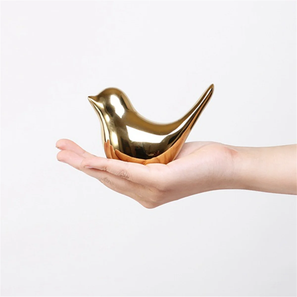 ABJZ 2 قطعة الذهب الذهبي السيراميك الطيور التماثيل الحديثة السيراميك الطيور التماثيل الحيوان النحت ديكور المنزل الحرف