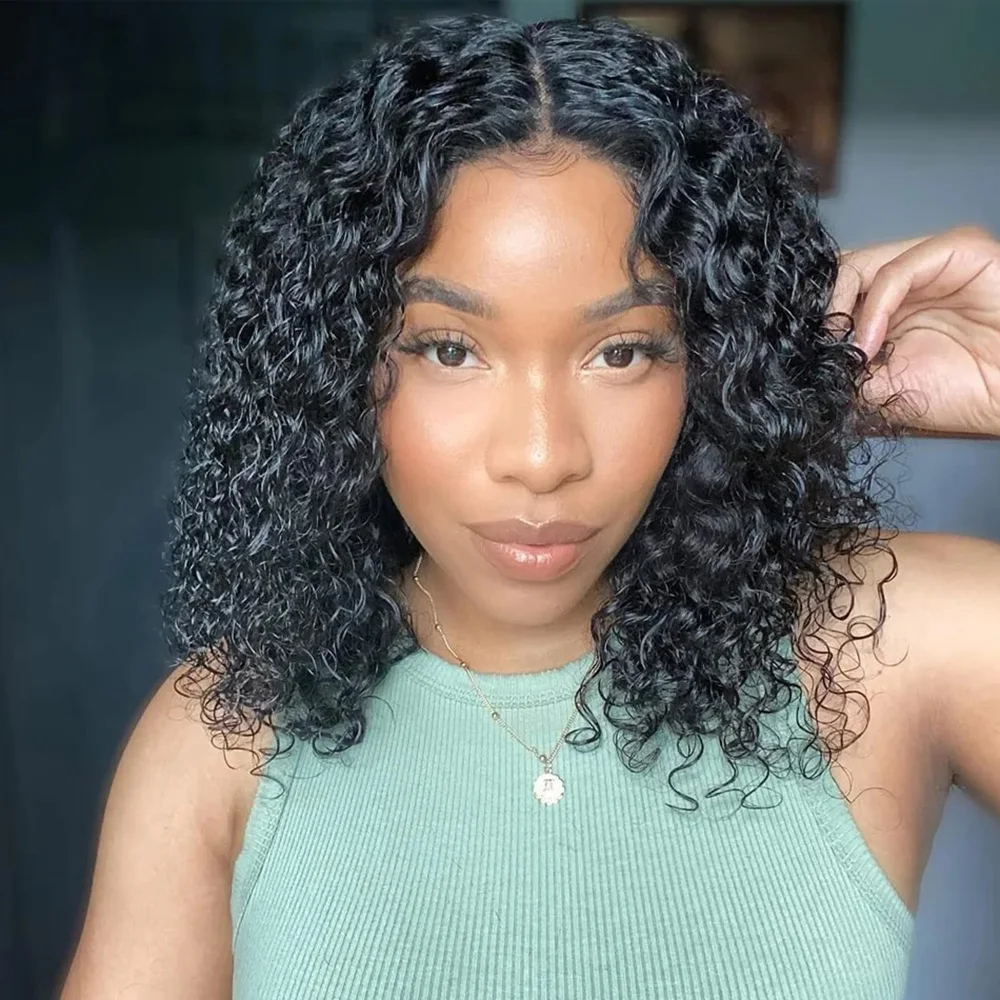 

Glueless Bob Wig Curly Human Hair 13x4 Lace Frontal Wig Transparent Pre Cut No Glue 4x4 7x5 Lace Frontal Deep Wave Wig For Women