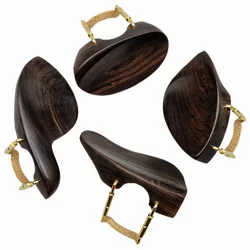 Natural Ebony Wood 4/4 Full Size Violin Chin Rest/Chinrest Installed Gold Clamp Screw Breaket