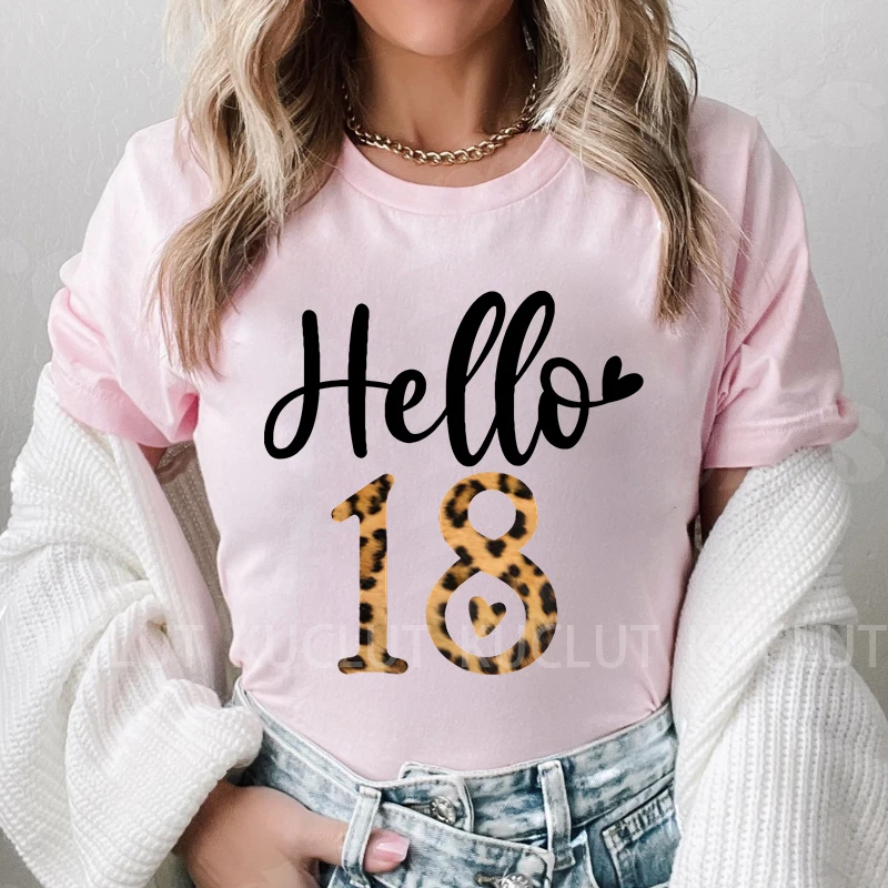 Chapter 18th Tshirt Female Tops Fashion Leopard Graphic Print Women T-Shirt Birthday Girls Party Tee Harajuku Short Sleeve Shirt