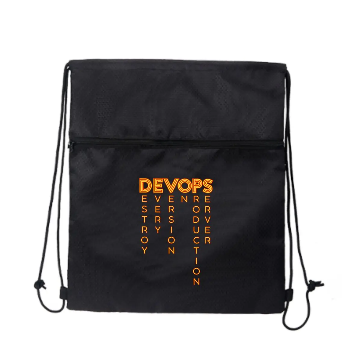 Devops Tech Concept Art Black Adjustable Outdoor Drawstring Zipper Bag