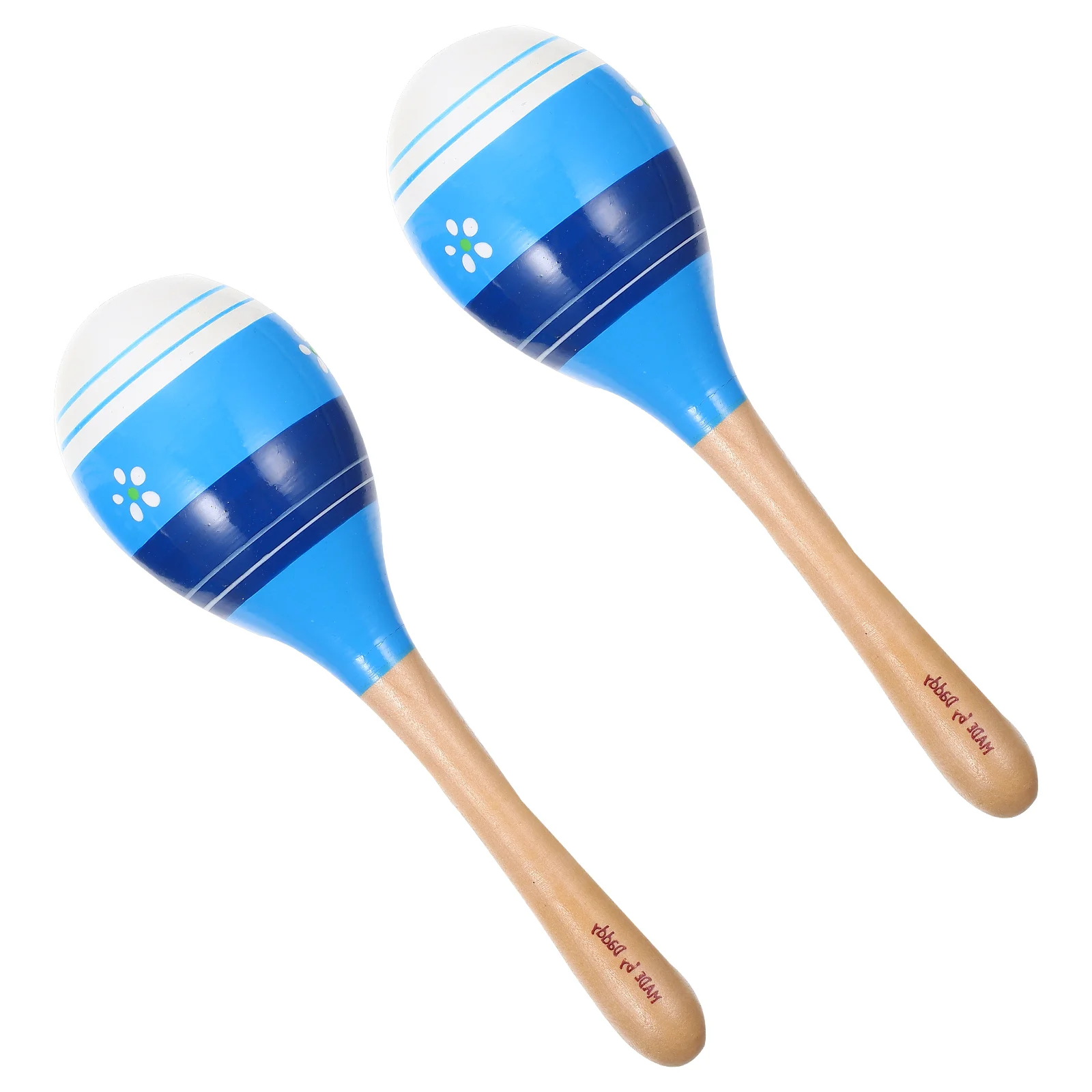 

2 Pcs Striped Cartoon Maracas Childrens Toys Musical Instruments Wooden Puzzle Baby