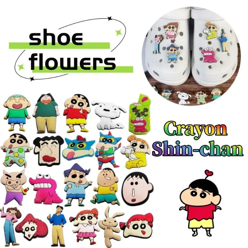 Crayon Shin-chan hole shoes, fashionable cartoon shoes, cute accessories, DIY decoration, removable 3D shoe buckle, holiday gift