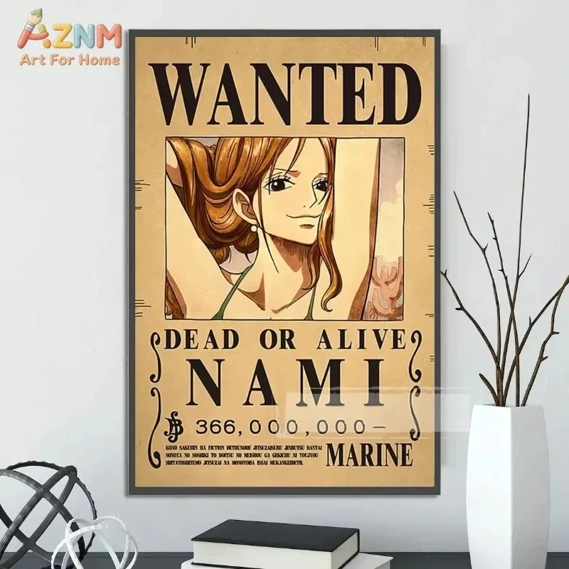 AZNM One Piece Luffy Gear 5 Wanted Poster Canvas Print Vintage Anime Wall Art Home Living Room Bedroom Decor Painting Gift - view 3