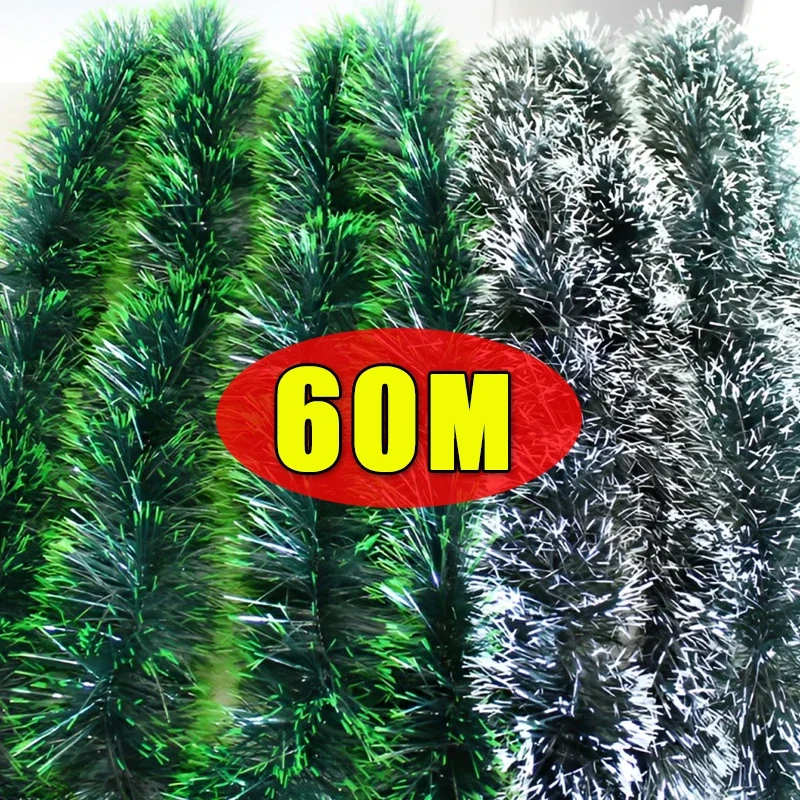 Wholesale Christmas Tinsel Ribbons Xmas Green Cane Ribbon Garland Hanging Pendent DIY Wall Wreath Ornaments Home Decoration Gift