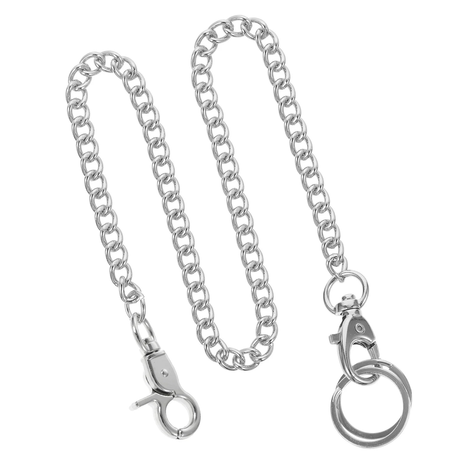 Galvanisierte Metall-Taschenuhr-Kette, T-Form, silberfarben, zum Aufhängen, für Kleidung, Jeans, Handtasche, Geldbörse, Schnalle, Clip, Zubehör, Kleidung