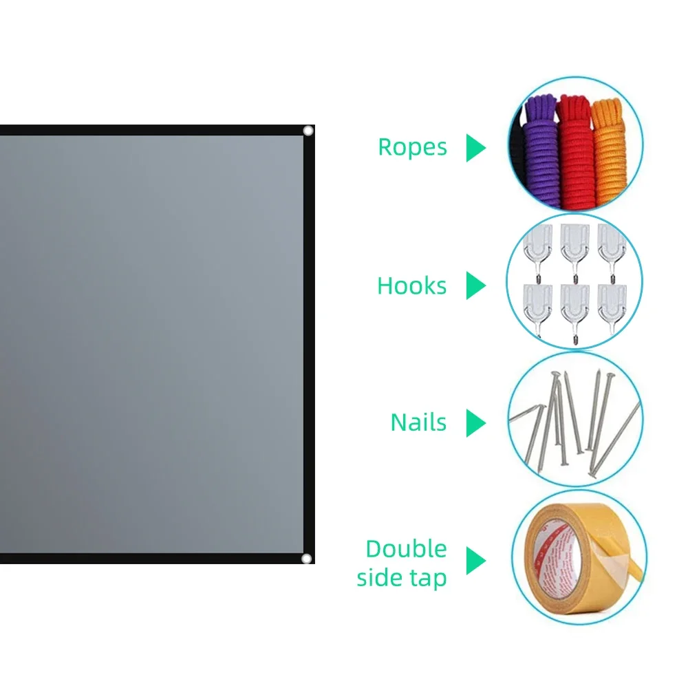 Salange Projector Screen 16:9 Metal Anti Light Curtain Reflective Fabric Cloth For YG300 XGIMI H3 HALO Mogo Xiaomi DLP Projector - view 4