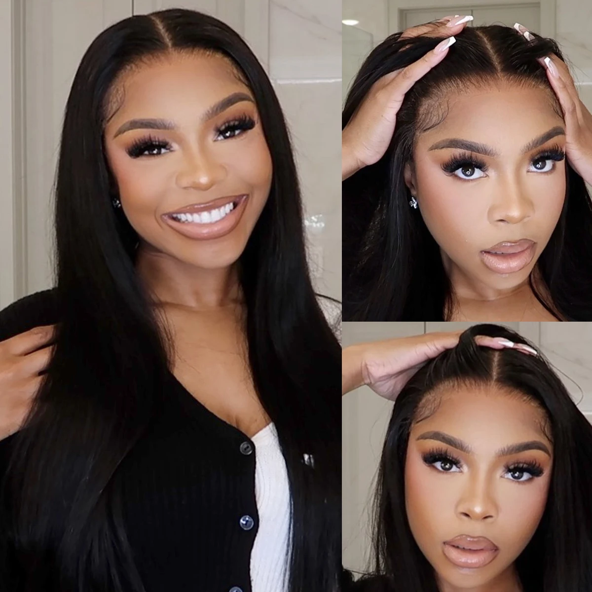 Wear Go 5x5 HD Lace Closure Wigs 100% Human Hair Straight Pre Cut Lace Pre Plucked Hairline Glueless Lace Closure Wig