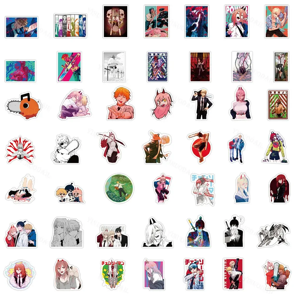 100pcs Anime Chainsaw Man Graffiti Stickers Decal for Laptop Suitcase Skateboard Phone Case Waterproof Sticker Toy Gift