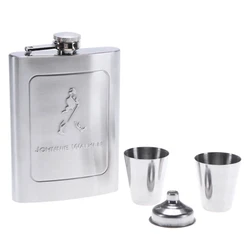 Stainless Steel Outdoor Portable Pocket Hip Flask Whiskey Flask Alcohol Drinking Container Gift Box Vodka Drinking Tools 8oz