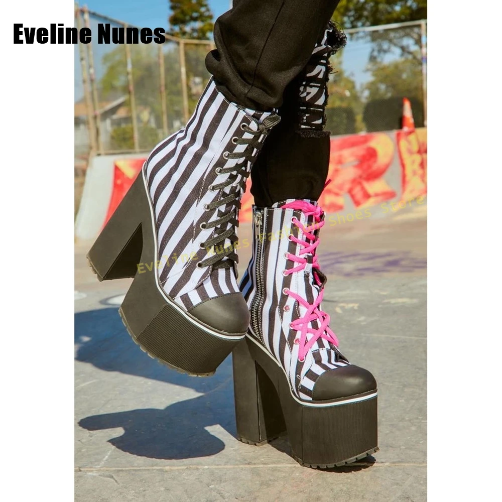 สีน้ําเงินเข้มสแควร์ Toe แฟชั่นรองเท้า Patchwork ซิปด้านข้าง Chunky Heel ผู้หญิงเพรียวบางโมเดิร์นกลางลูกวัวรองเท้า Retro 2025 ฤดูใบไม้ร่วงรองเท้า