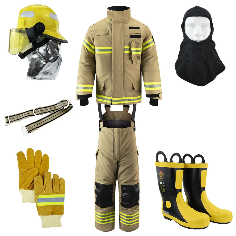 ANBEN FIRE EN469 2020 China Firefighting Supplies Manufacturer Forest Fire Fighting Suit With Helmet Gloves Fire Proof Clothing