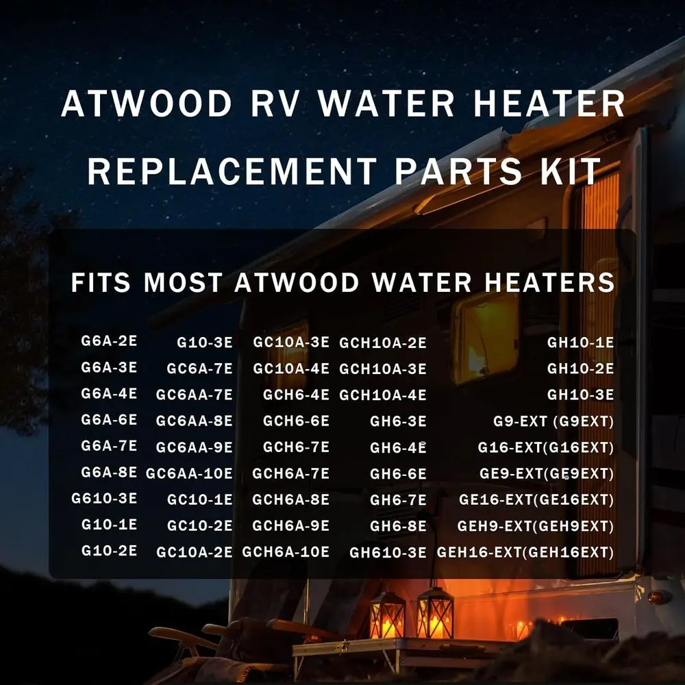 مجموعة قطع غيار سخان المياه RV لـ Atwood: 93844 غاز الملف اللولبي، 91638 صمام أنبوب الموقد، 93868 الشاعل - متوافق مع 6 #5