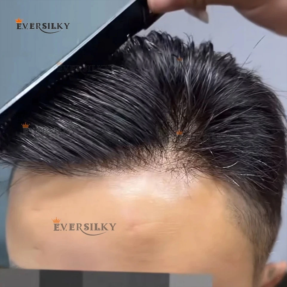 

Мужская система замещения волос Jet Black Natural Hairline из натуральных человеческих волос, серая 1B20 1B40, на тонкой полиуретановой основе, коричневый капиллярный протез