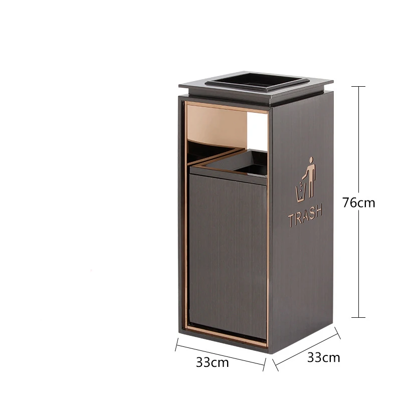 

Outdoor Standing Square Ashtray Stainless Steel Cigarette Ash Bin Outside Patio Public Ashtray with Trash Can