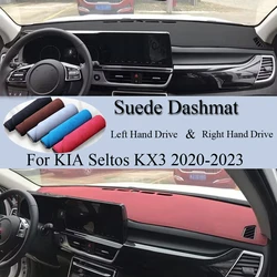 For KIA Seltos KX3 2020 2021 2022 Suede Leather Dashmat Anti-Slip Dash Mat Cover Dashboard Pad Protect Carpet Anti-UV Accessory