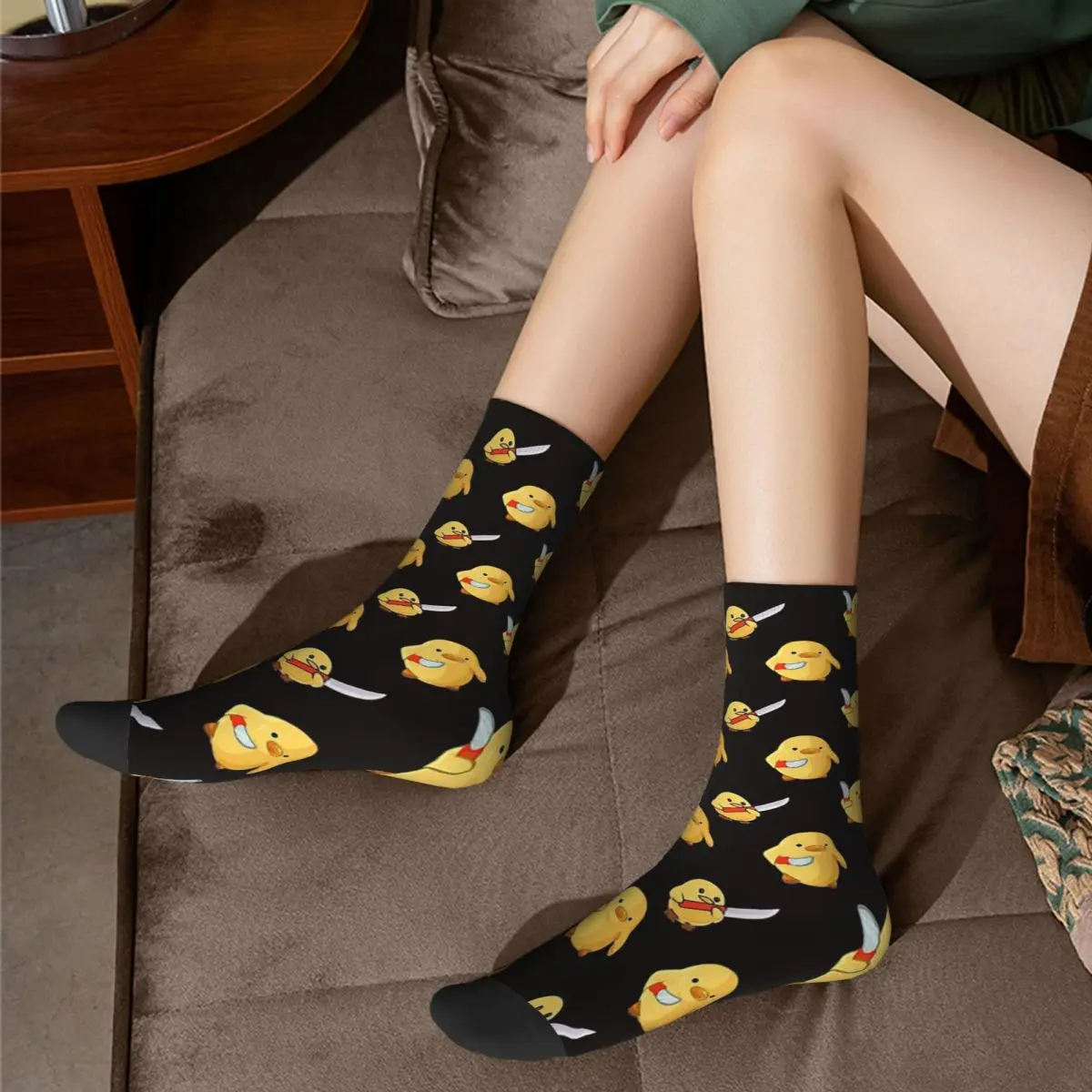 Chaussettes non ald canard jaune pour hommes et femmes, jolies chaussettes Motion, cadeaux en élasthanne pour le printemps, l'été, l'automne et l'hiver