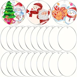 20pcs Clear Round Acrylic Christmas Ornament 3inches DIY Blank Round Acrylic Ornament Transparent Circle Discs For Christmas