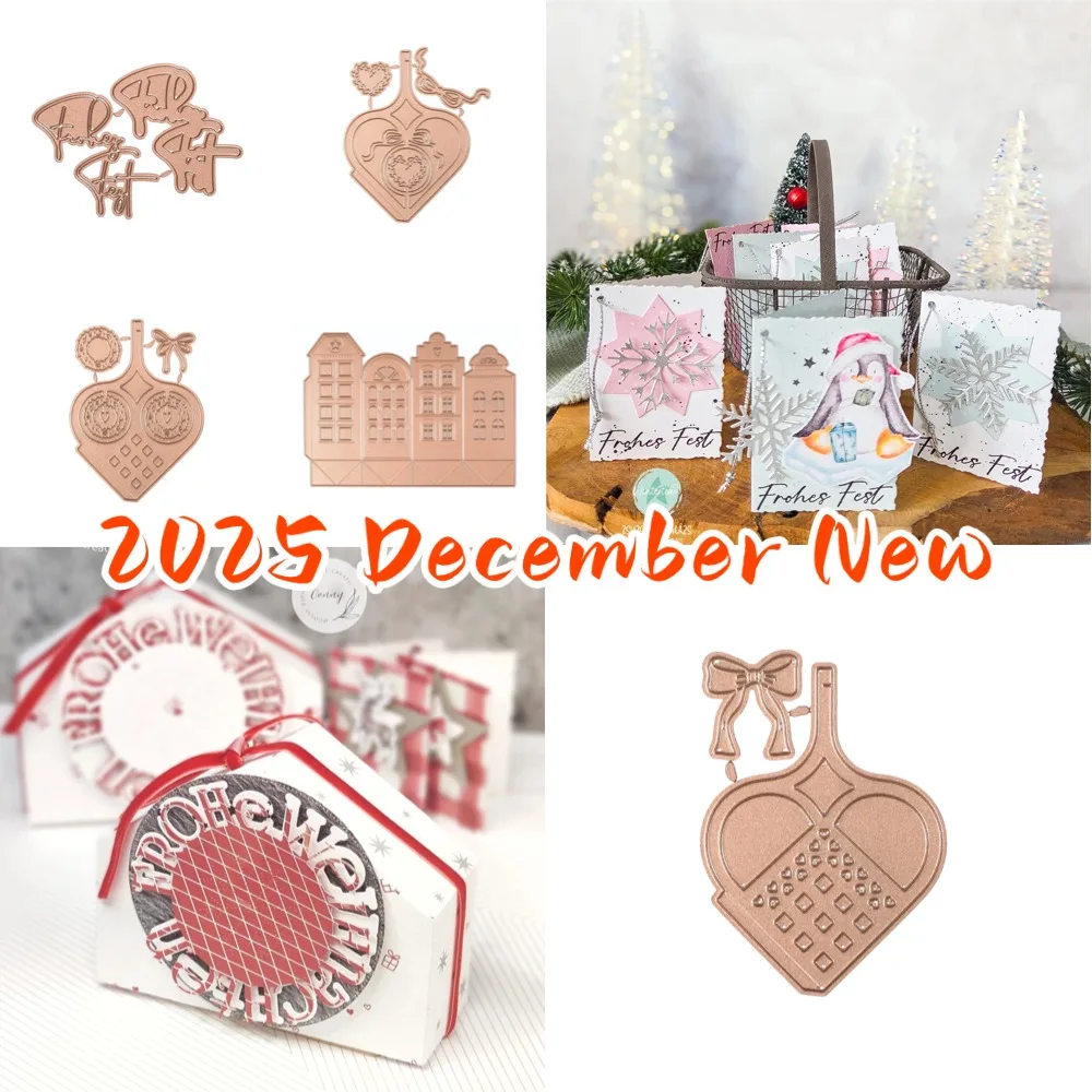 

Metal Cutting Dies Scrapbook Diary Decoration Stencil Embossing Template DIY Greeting Card Handmade Die - Layer Frohes Fest