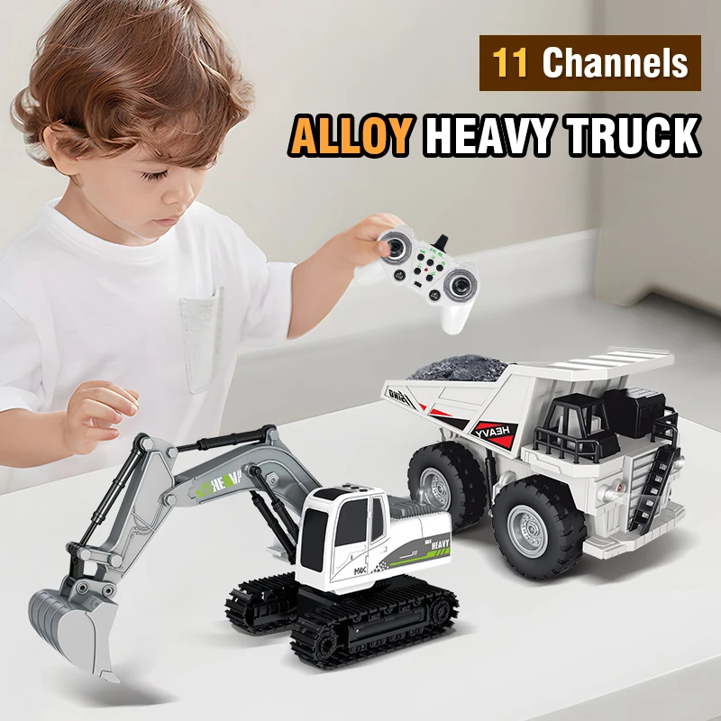 

1/24 11CH Alloy Remote Controll Excavator 2.4G RC Dump Truck RC Engineering Vehicle with Lights and Music for Boys Adults Gifts