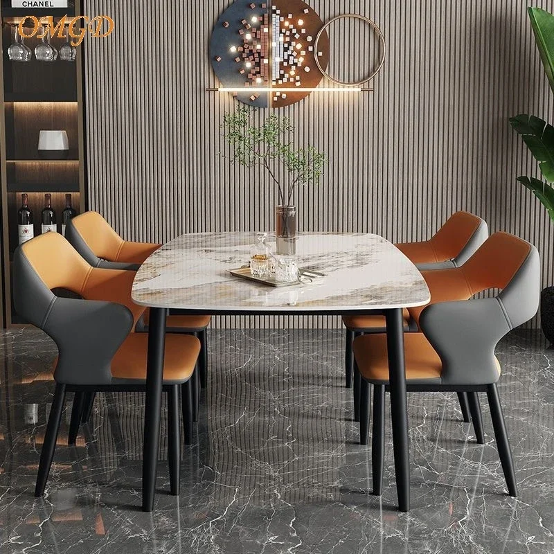 Light Luxury Backrest Simple Dining Table And Chairs High-grade Tea Table  Negotiation Chairs Light Luxury