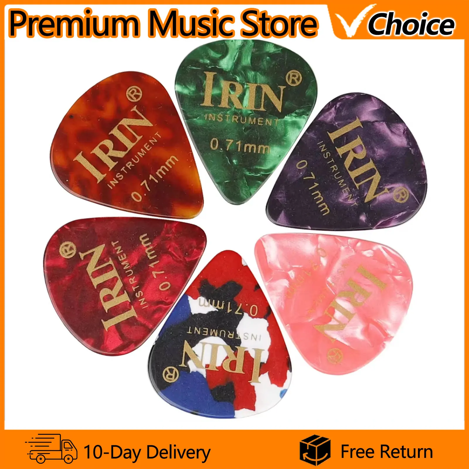 IRIN Guitar Picks 100 Pcs Plectrum Celluloid 0.71mm Colorful Picks Ukulele Electric Bass Guitar Parts & Accessories Random Color