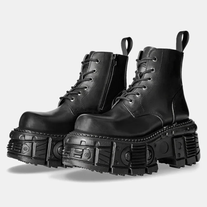 

2024 Retro Rock Shoes Boots For Both Men And Women New Dark Punk Leather Shoes Metal Niche Top Platform Shoes For Women