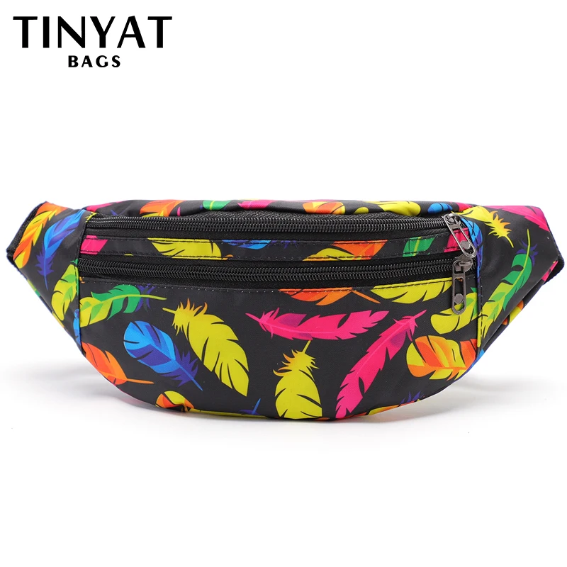 TINYAT Print Woman\'s Waist Bag Pack Purse Phone Money Shoulder Belt Bag Pouch Travel Fanny Banana Bag For Men Fashion Handbags