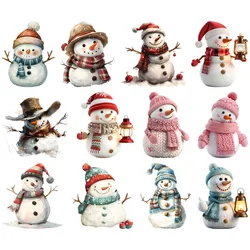 Cartoon Snowman Christmas Stickers Children's Stickers DTF Heat Transfer Printing Stickers Ironing on Clothes, Bags DIY Pillows