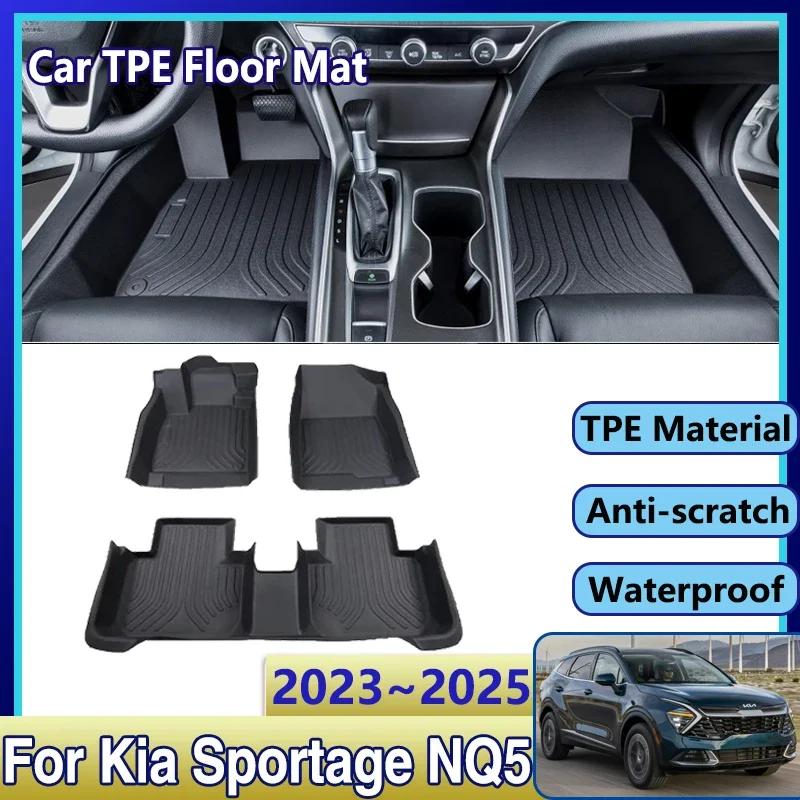 

Car Rear Floor Mats For Kia Sportage NQ5 LWB 2023~2025 TPE Waterproof Leather Mud Carpet Foot Pad Full Tappeto Auto Accessories