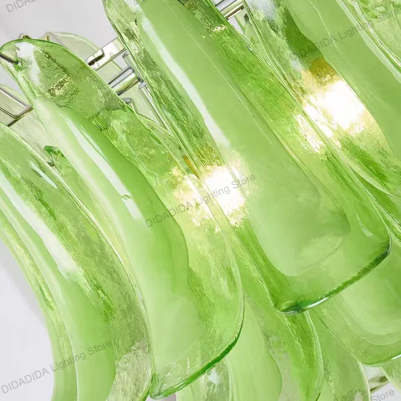 2026 NEW Murano Horseshoe Glass Pendant Lamp with Petal Design Customizable Multicolor Electroplated for Ceilings