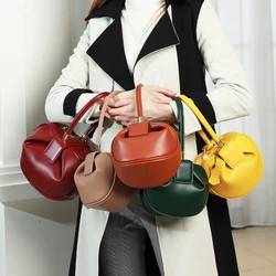 Toptrends Chic Cow Genuine Leather Spherical Small Tote Bag For Women 2024 Trend Designer Party Purse Top Handle Ladies Handbags