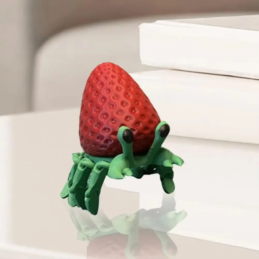 

Flexible Pose 3D Printed Strawberry Crab Multi-joint Articulated Mini Strawberry Crab Ornament Colorful Desktop Decor