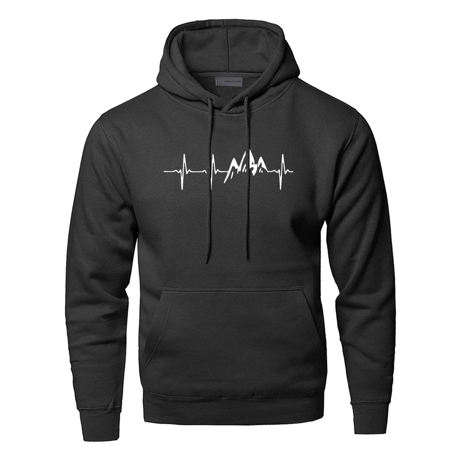 Mountain Heartbeat Hoodies Sweatshirt Men Sound Ray Diagram Hooded Sweatshirt Hoodie Winter Autumn Print Black Gray Sportswear