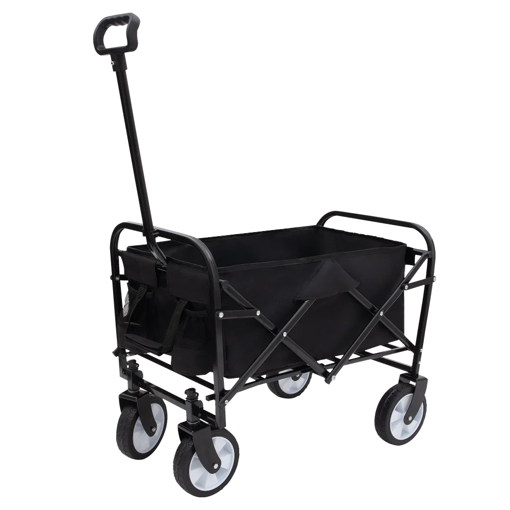 

Four-wheeled Beach Cart Heavy-duty Utility Cart Grocery Cart, All-terrain Wheels Black Trolley Ferramentas