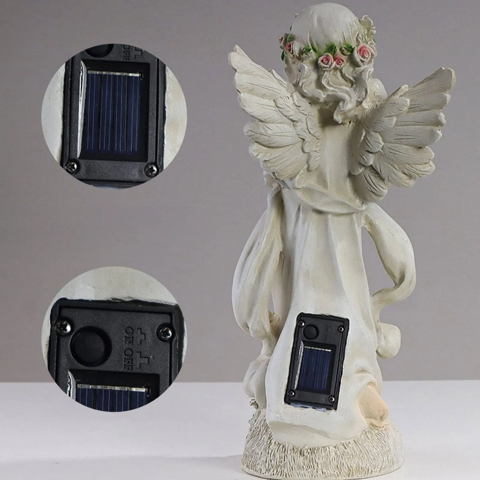 

Resin Angel Sculpture Lamp Auto on Deactivated Solar Angel Statue Resin Lawn Ornament Waterproof Outdoor Decor Resistant