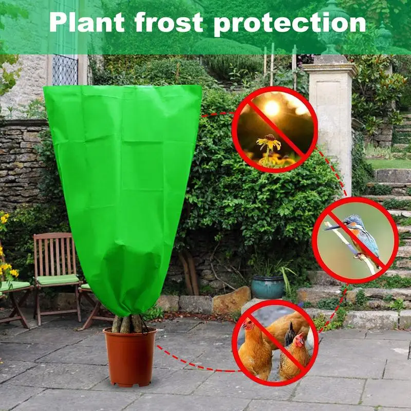 Plant Cover Bags Freeze Protection Frost Bags Cloths Freeze Protection Winter Frost Blankets Drawstring Bag With Zipper For