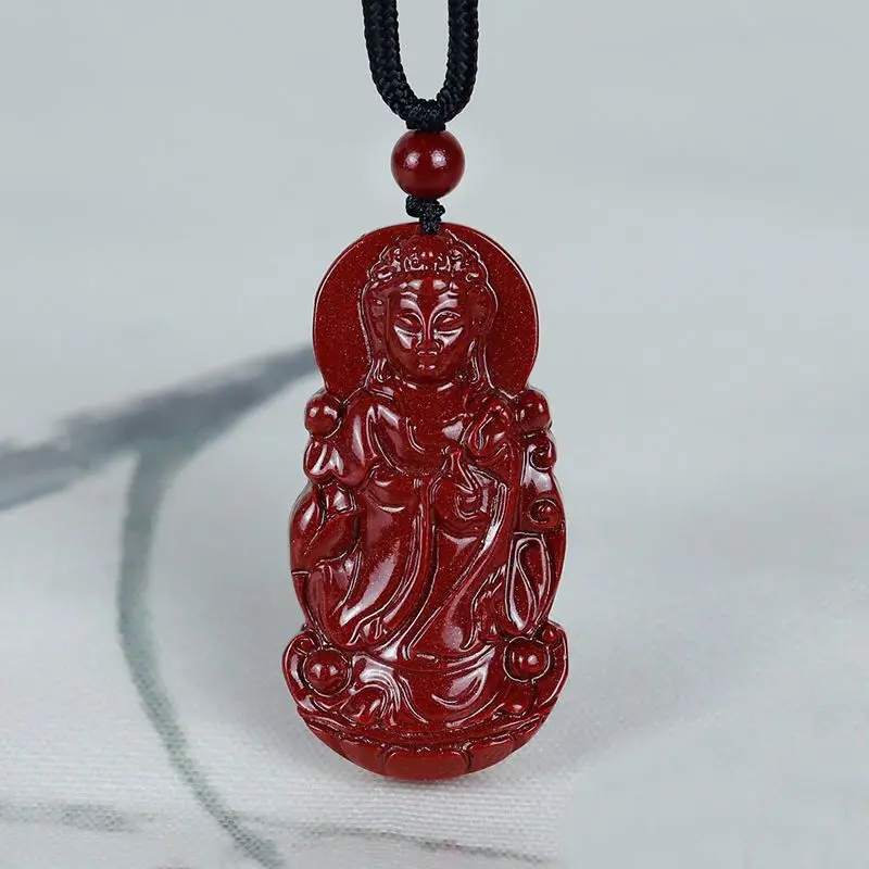 Vermilion Pendant, Purple Gold Sand, Jade Clean Bottle, Guanyin Necklace, Unisex Style