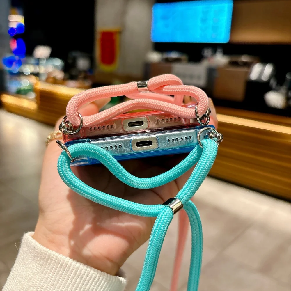 Transparente Schlaufenkartenhalter-Softcase-Hülle mit Lanyard für iPhone 18 17 Air 16 14 15 13 12 11 Pro Max Plus XR, Halskette, weiche Schutzhülle – Detail 10