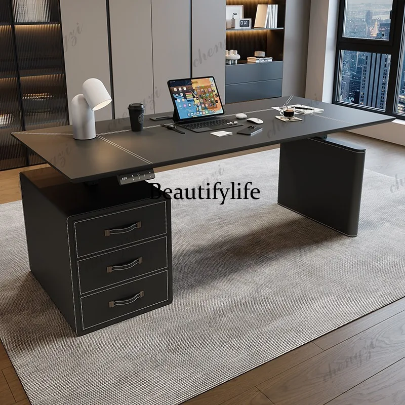 Electric lifting intelligent office desk Storage computer desk Standing learning e-sports table
