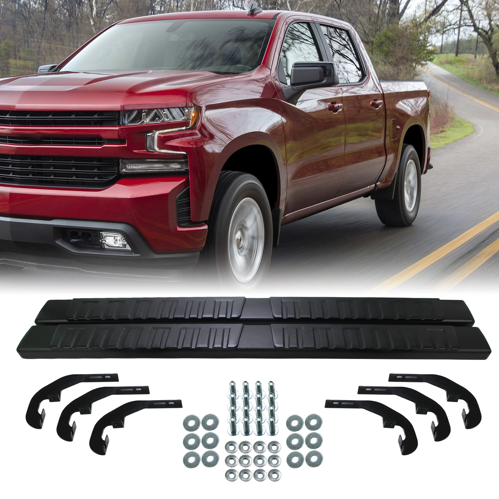 Running Boards for 19-22 Silverado/Sierra 1500 2500HD 3500HD Crew Cab 4 Door